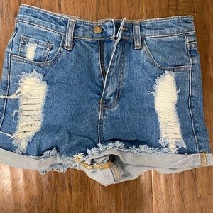 high waisted jean shorts